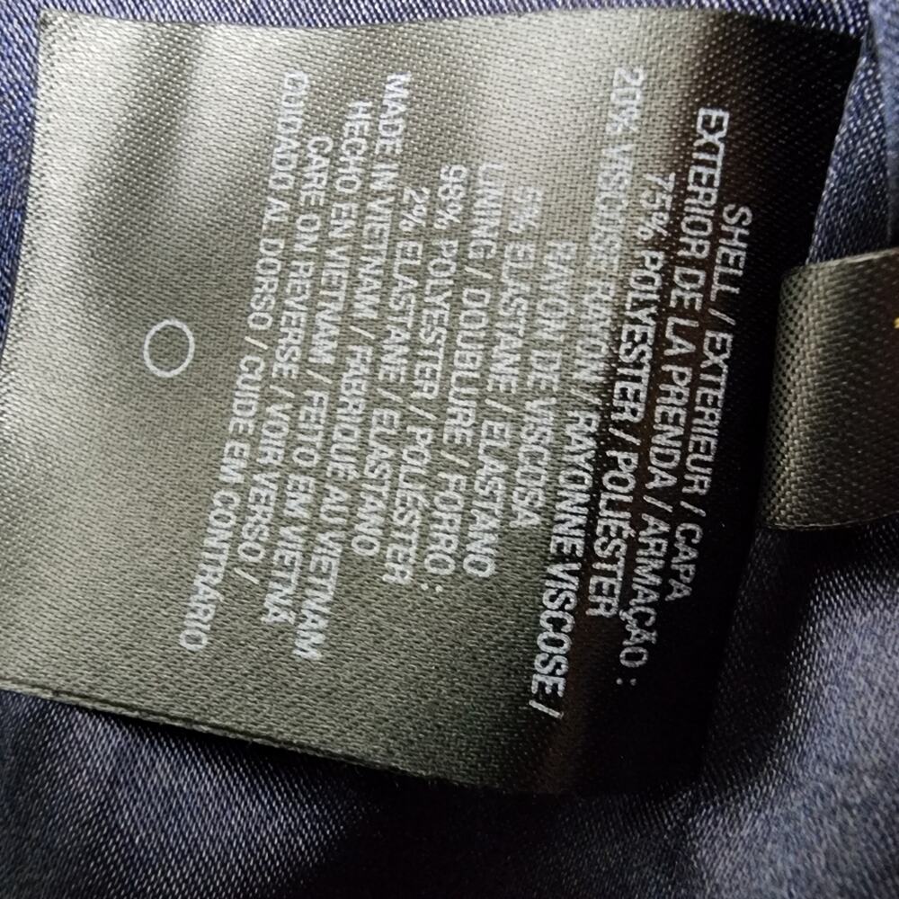 Tahari Griffin Indigo Blue Single Breasted Blazer NWT Faux Leather Trim 12 - Picture 8 of 11